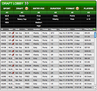 DraftStreet Main Lobby and Homepage